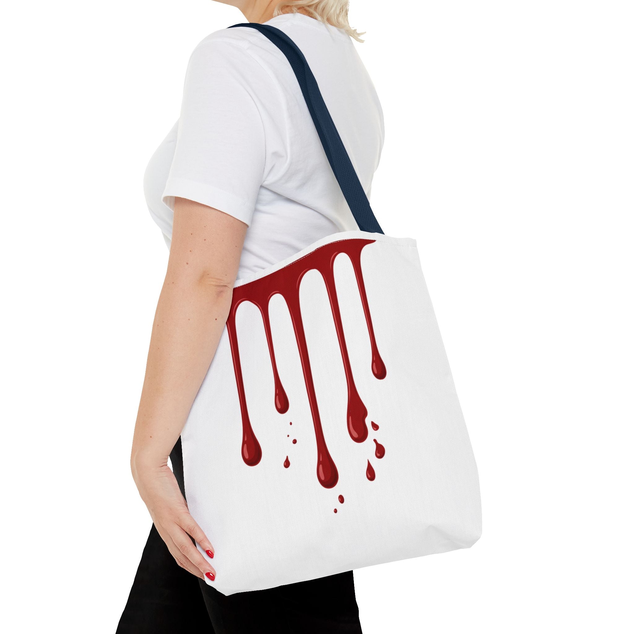 Dripping Blood Graphic Tote Bag — Red Horror Aesthetic Tote