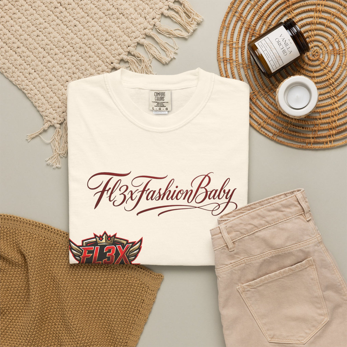 Artistic Floral Portrait T-Shirt — 'Fl3xFashionBaby' Graphic Tee