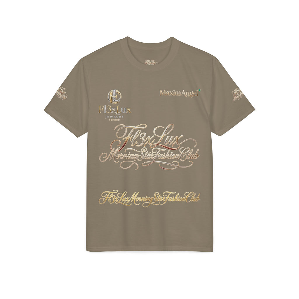 Luxury Gold Script Performance T-Shirt — F3xLux Morning Stay Fashion Club Design