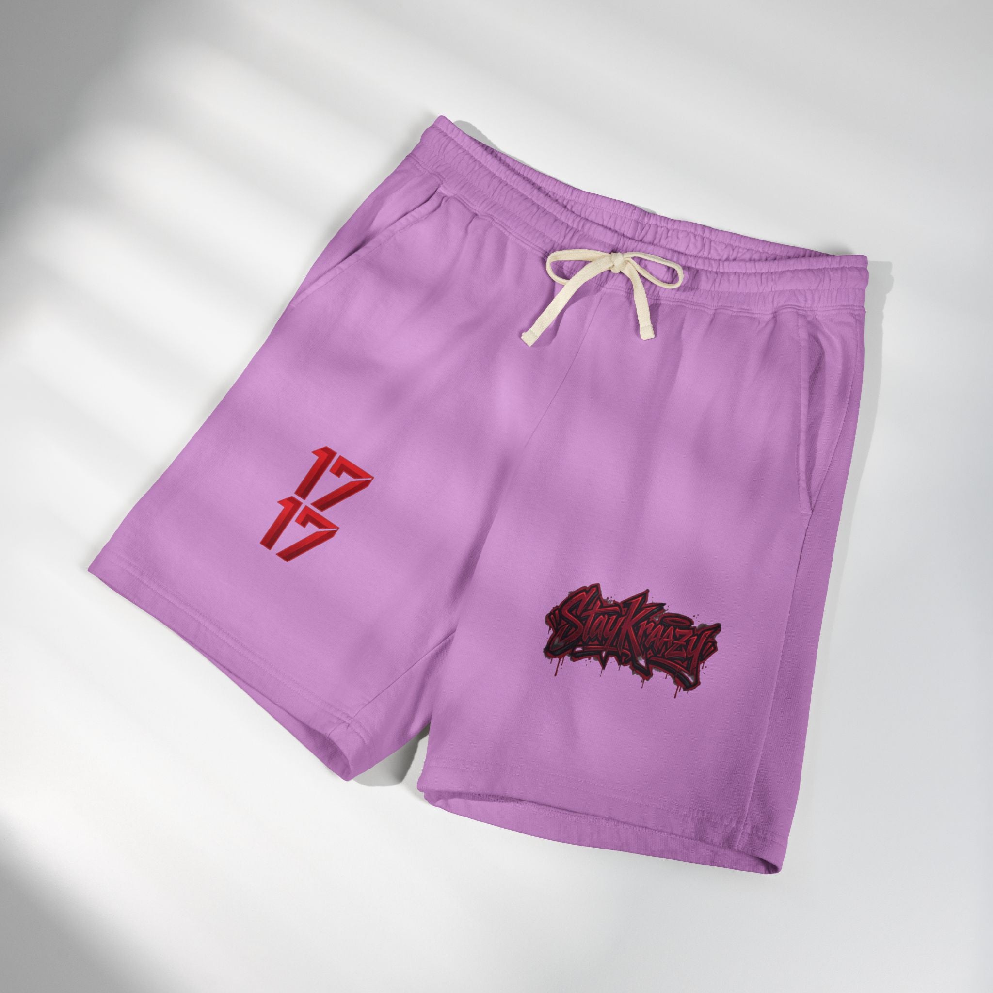 Fleece Sweat Shorts — Retro Egyptian Pyramids & 17 Graphic Lounge Shorts