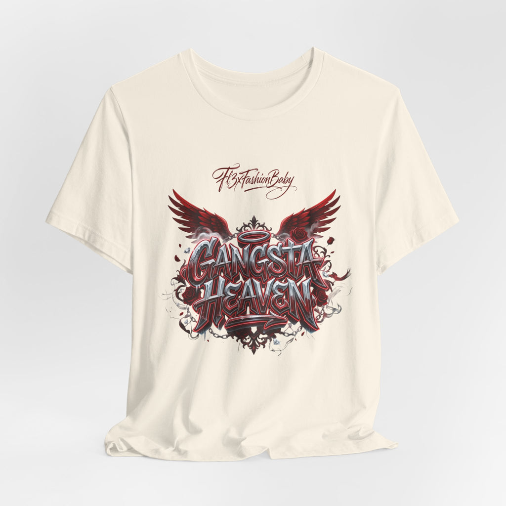 Gangsta Heaven Graphic Tee — Urban Winged Script T-Shirt
