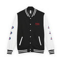 Letterman Jacket — Red Wave Graphic Varsity Jacket with 'F13X Fashion' Logo