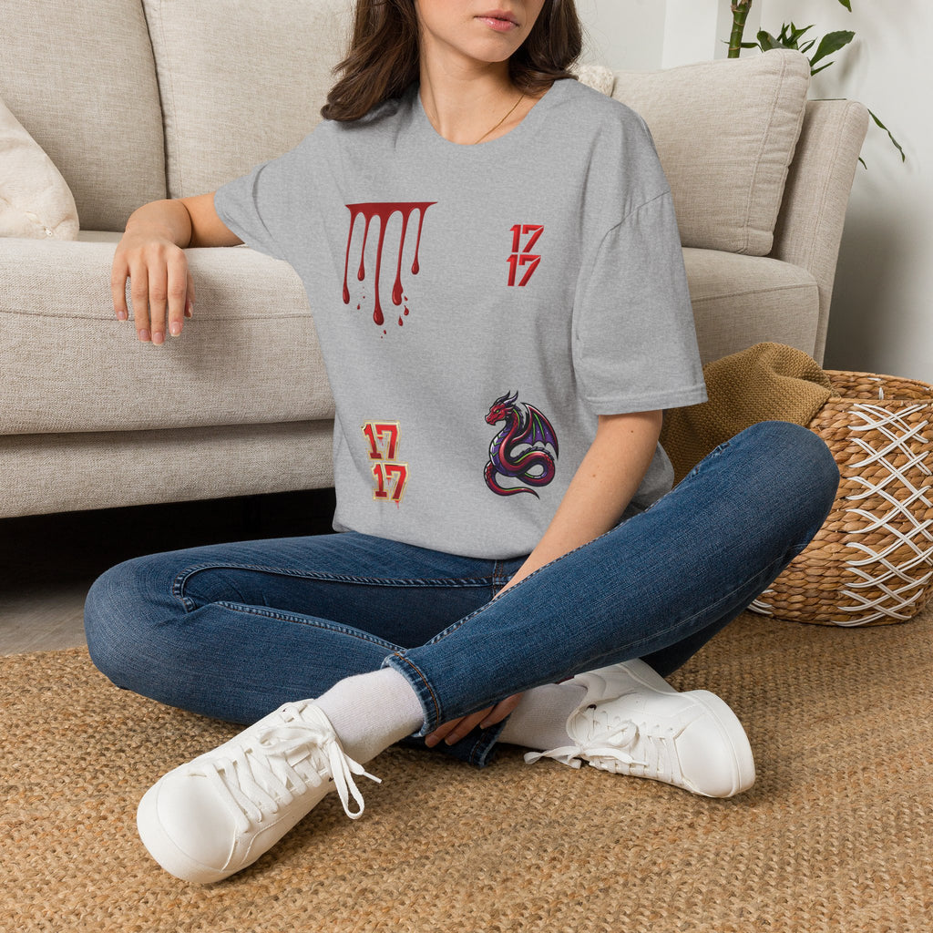 Graphic T-Shirt — Dripping Blood & 17/17 Snake Design