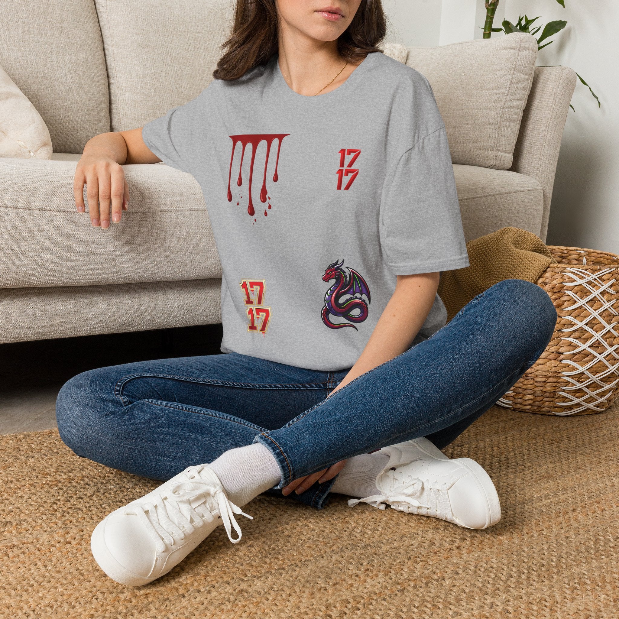 Graphic T-Shirt — Dripping Blood & 17/17 Snake Design