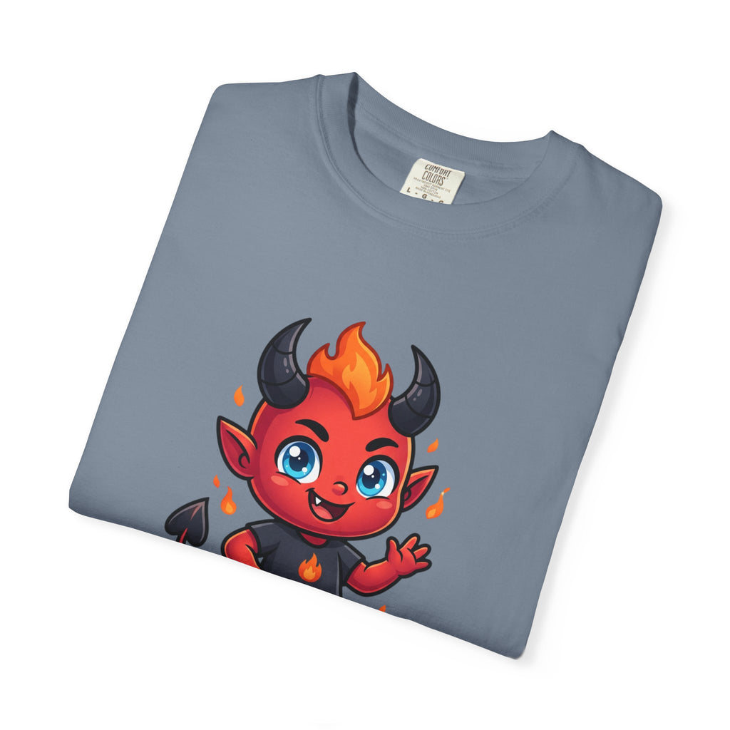 Devil Baby Graphic T-Shirt — Cute Red Demon Cartoon Tee with "FBfashionBaby" Script