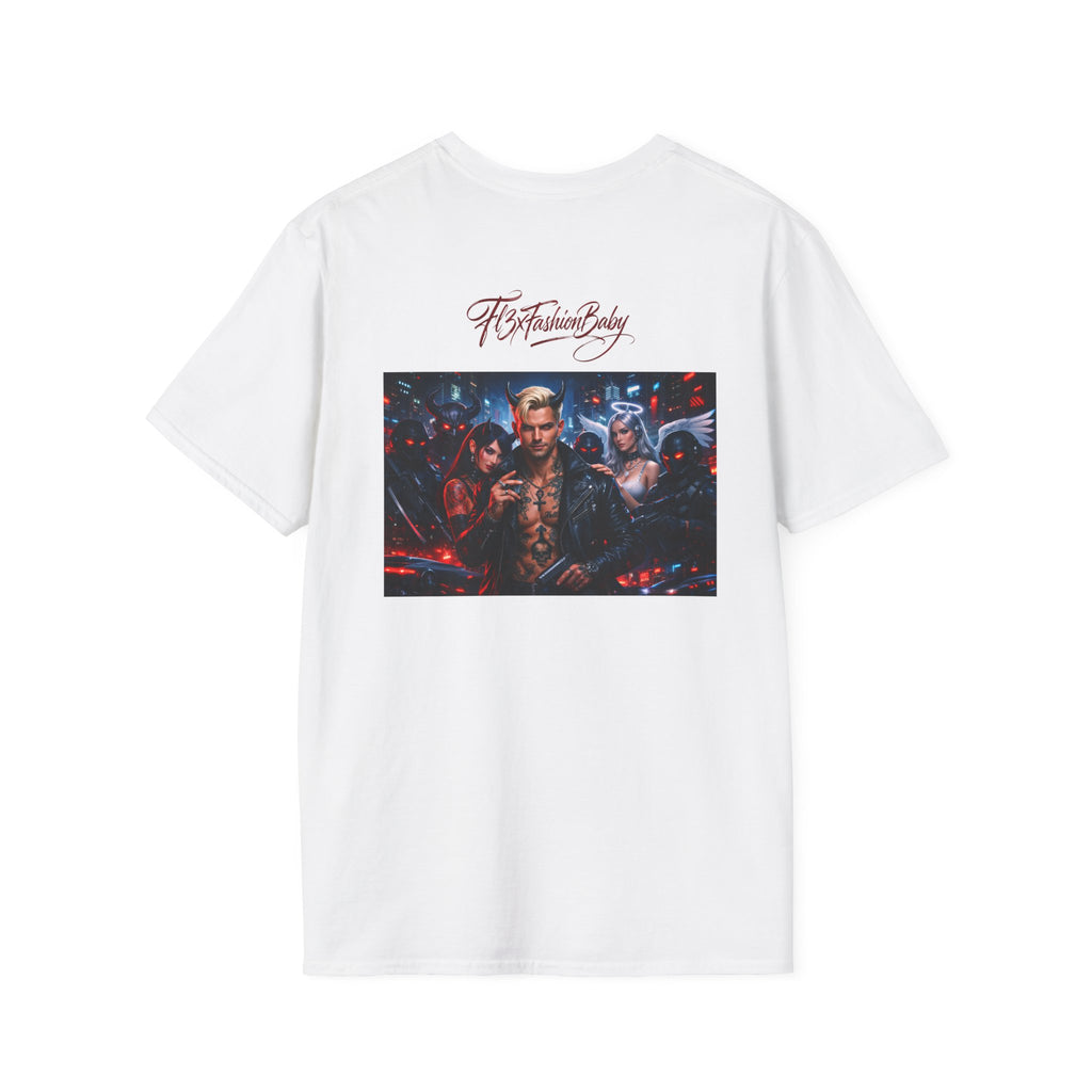 Graphic T-Shirt — F13X Fashion Collage Tee (Surfing Wave & Retro Crew)