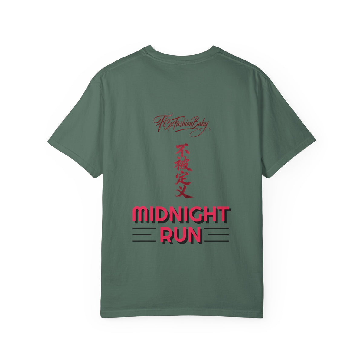 Midnight Run Tee — Vertical Japanese Script Graphic T-Shirt