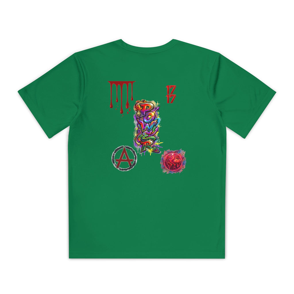 Youth Competitor Tee — Colorful Graffiti Anarchy Graphic T-Shirt