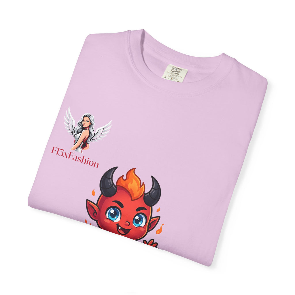 Devil Cartoon Graphic T-Shirt — Fiery Cute Demon Design