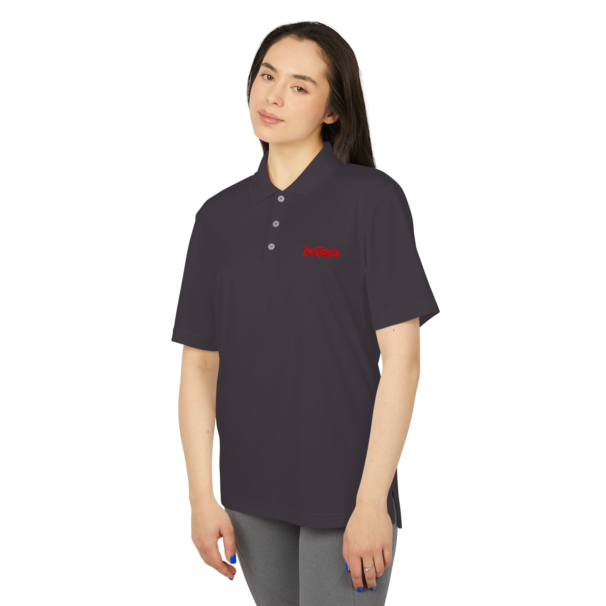 White Performance Polo — 'I Am Sober' Embroidered Chest Design