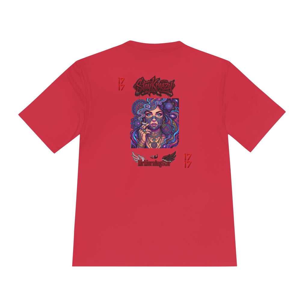 Psychedelic Woman Graphic Tee — Retro Cosmic Portrait Moisture‑Wicking Shirt