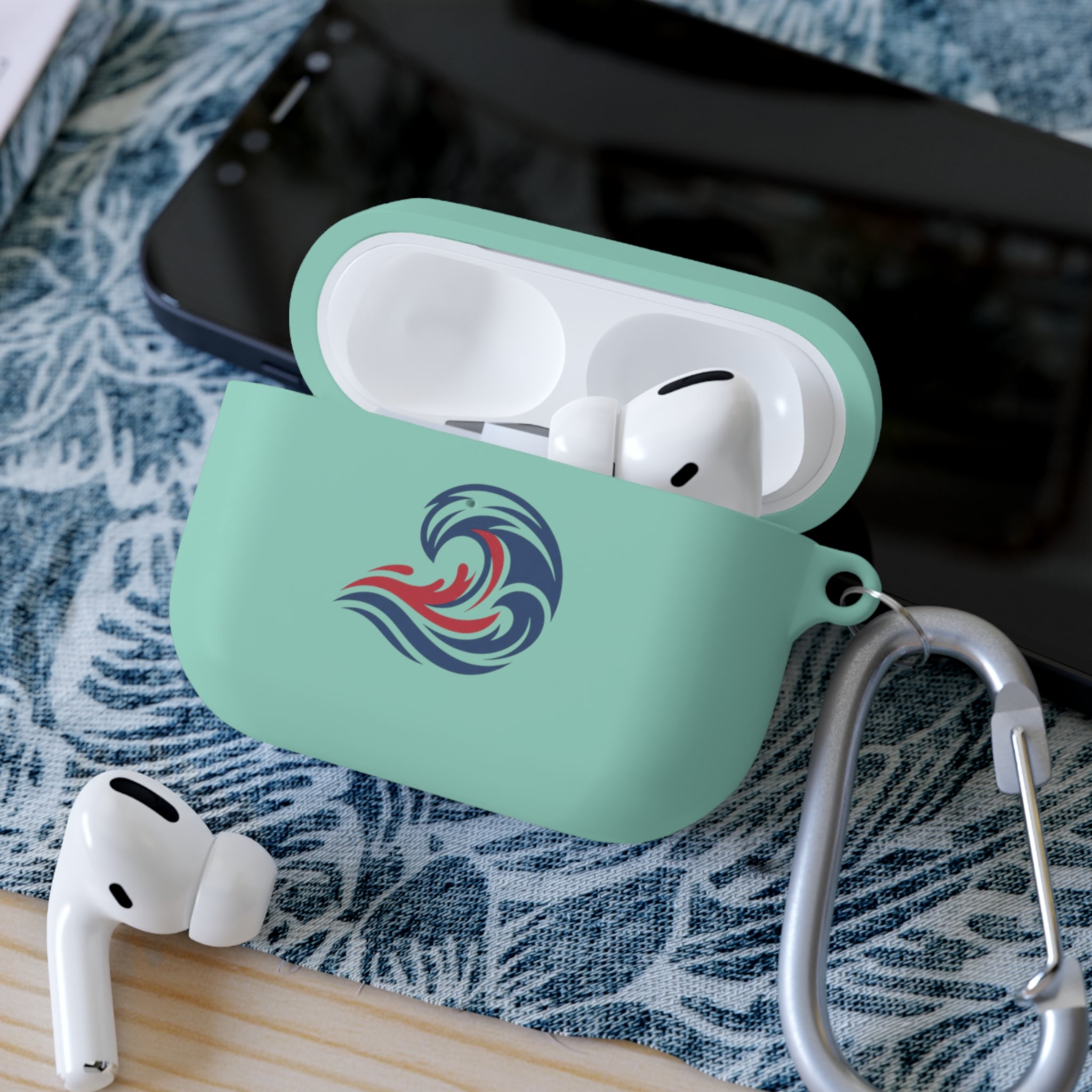 Wave Crest AirPods Case Cover - Patriotic Red White Blue Swirl