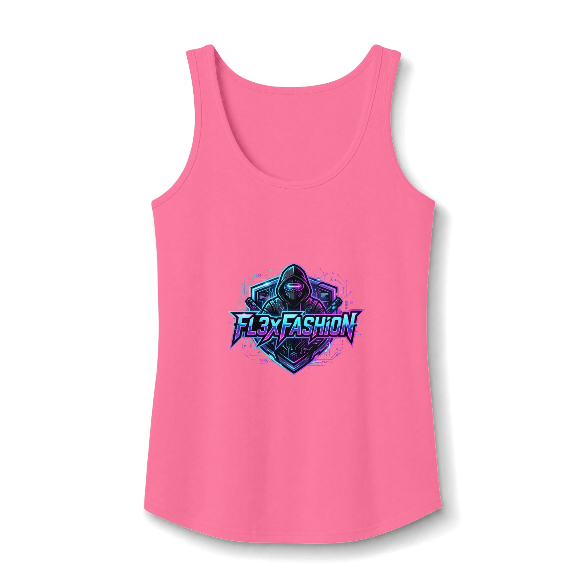 Graphic Gamer Hoodie Tank — 'Flex Fashion' Neon Gamer Logo Women's Tank