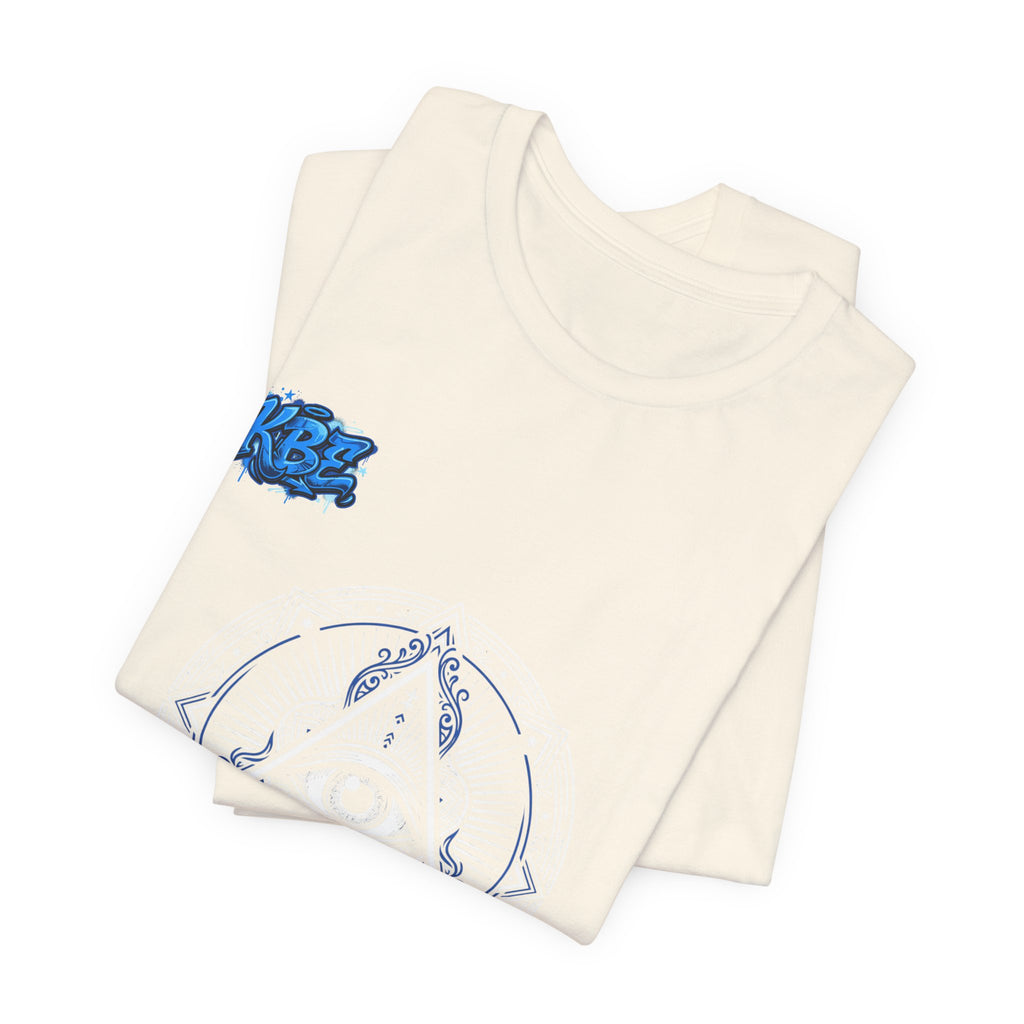 Mystic Moon Mandala Tee — Blue Crescent Graphic T-Shirt