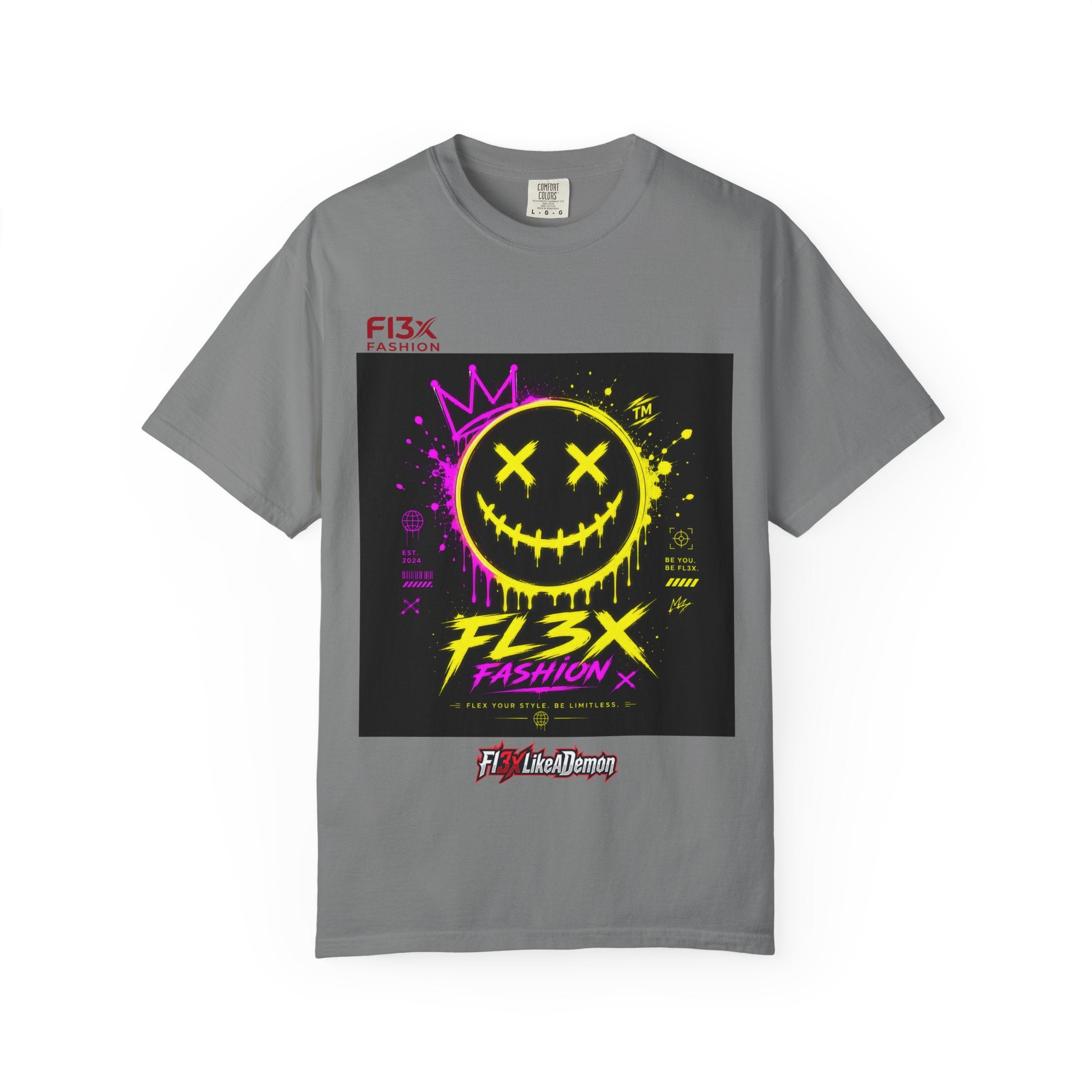 Graphic Tee — Neon Graffiti Smiley "FL3X Fashion"