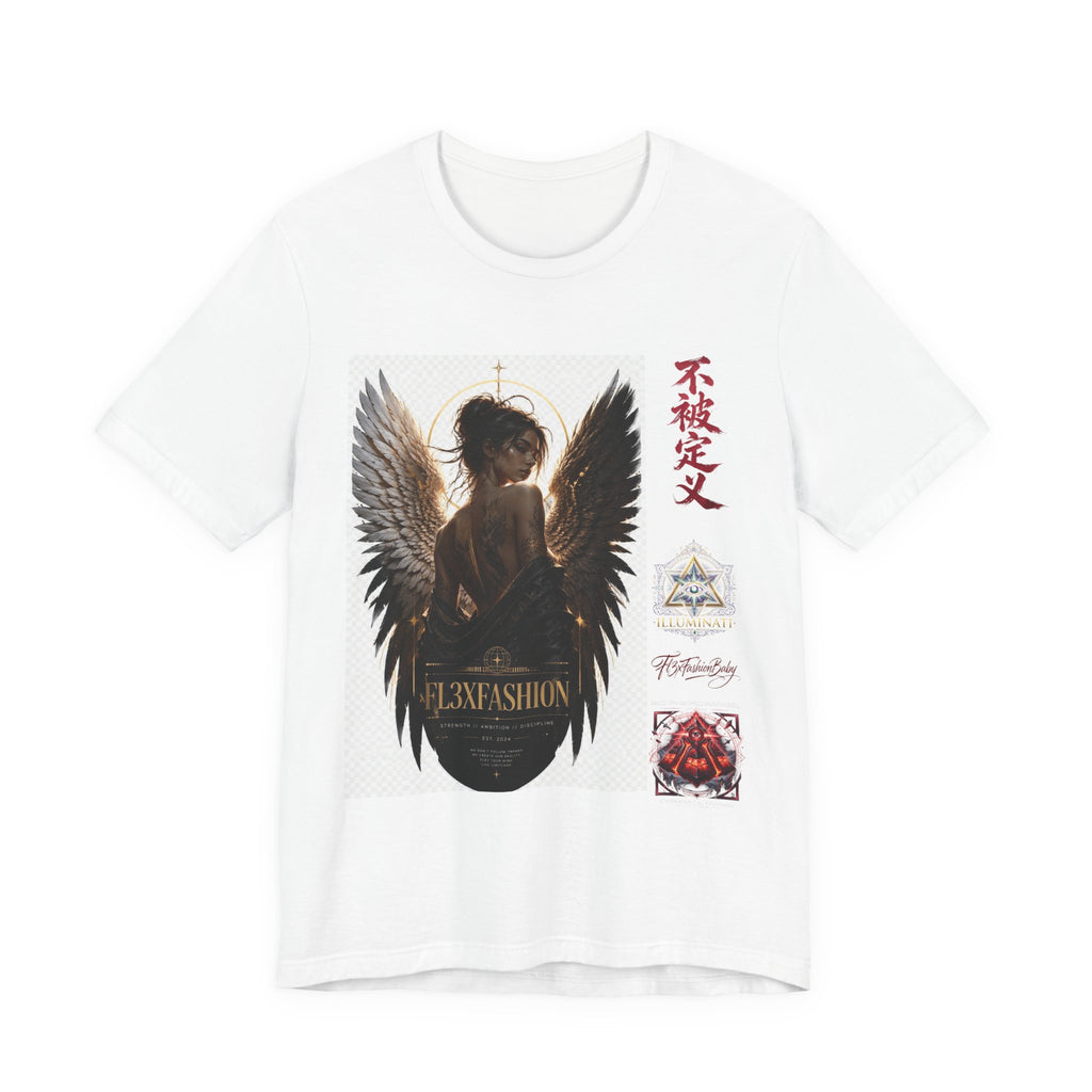 Angel Wings Graphic Tee — '不被定义' Asian-Inspired Dark Angel T-Shirt