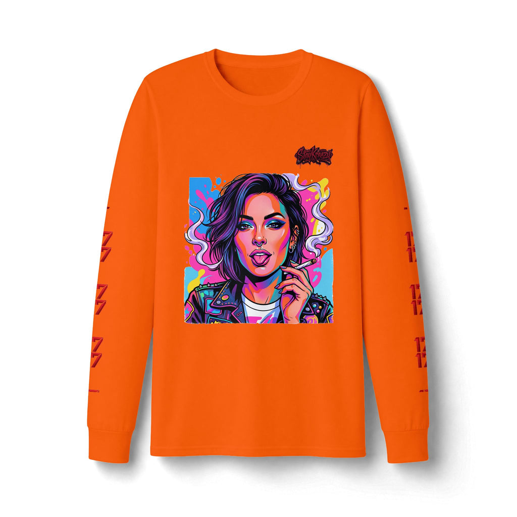Long Sleeve Tee — Neon Pop Portrait Graphic