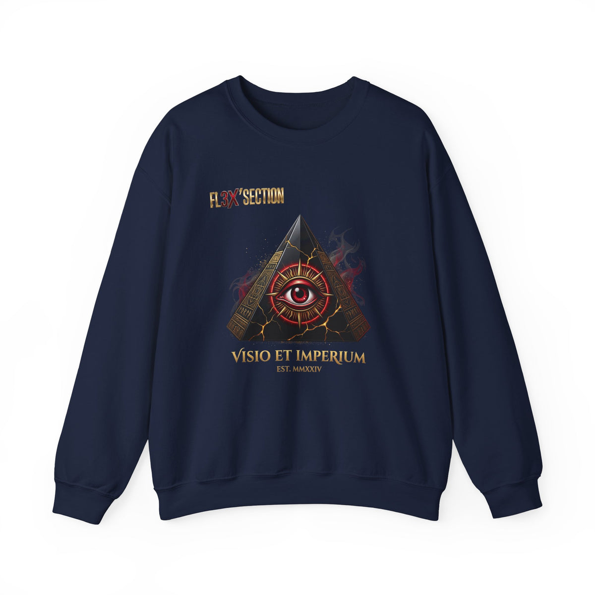 All-Seeing Eye Pyramid Sweatshirt — "Visio Et Imperium" Graphic Crewneck