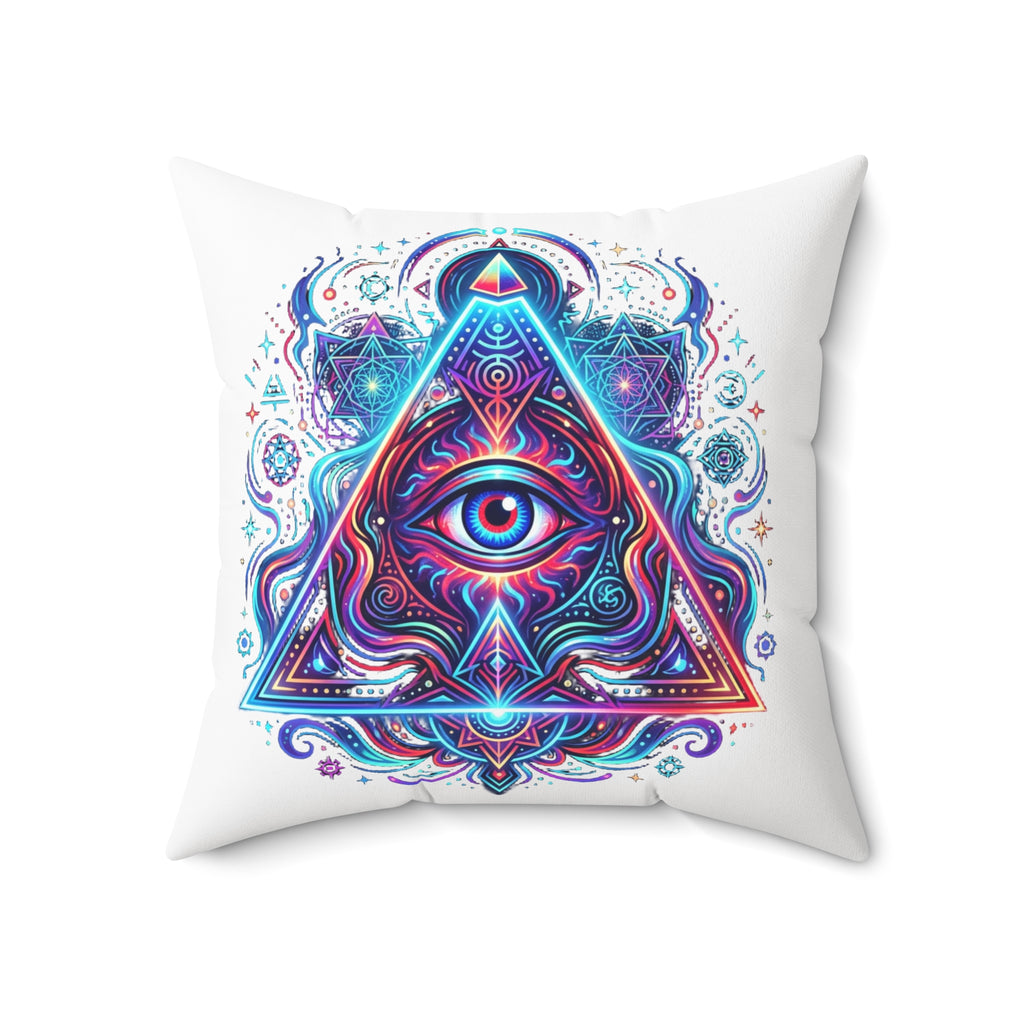 Mystic Third Eye Triangle Pillow - Psychedelic Spiritual Decorative Throw
