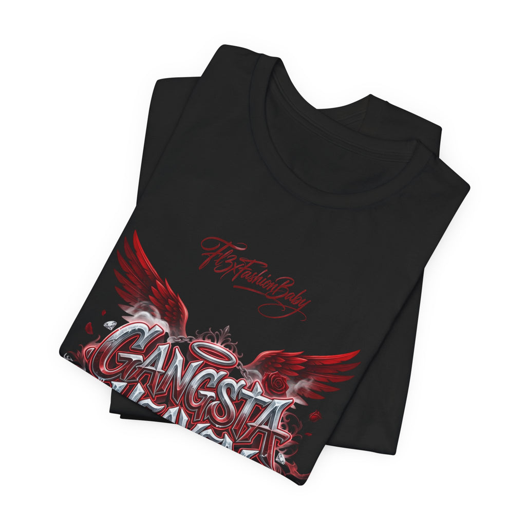 Gangsta Heaven Graphic Tee — Urban Winged Script T-Shirt