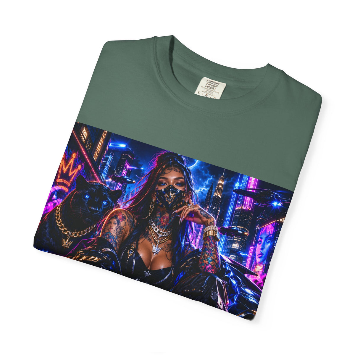 Cyberpunk Streetwear T-Shirt — "Fl3x Fashion Omertà" Graphic