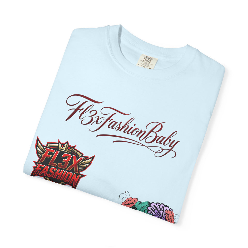 Artistic Floral Portrait T-Shirt — 'Fl3xFashionBaby' Graphic Tee