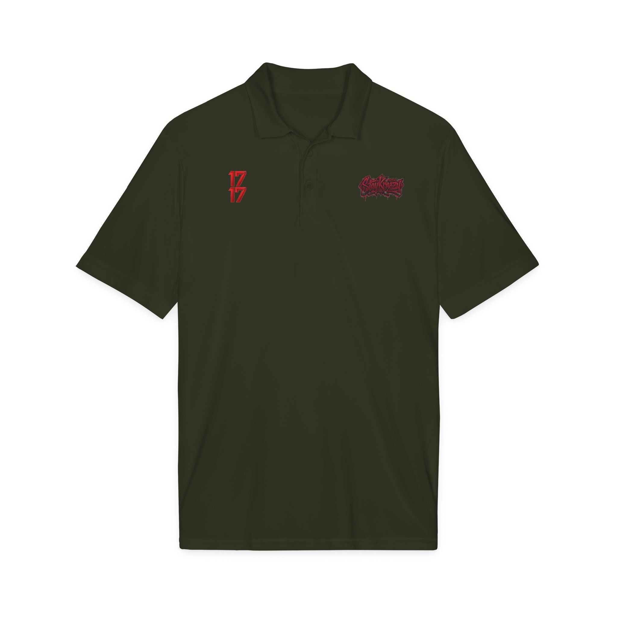 White Polo Shirt with Red '17' and Grunge Logo – Athletic Team Polo
