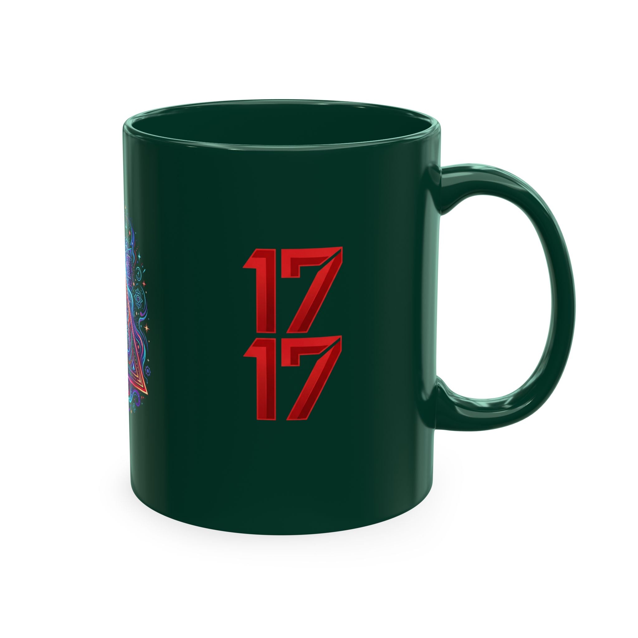 Ceramic Mug — Mystic Third Eye Pyramid Design with 7/17 Red Numerals