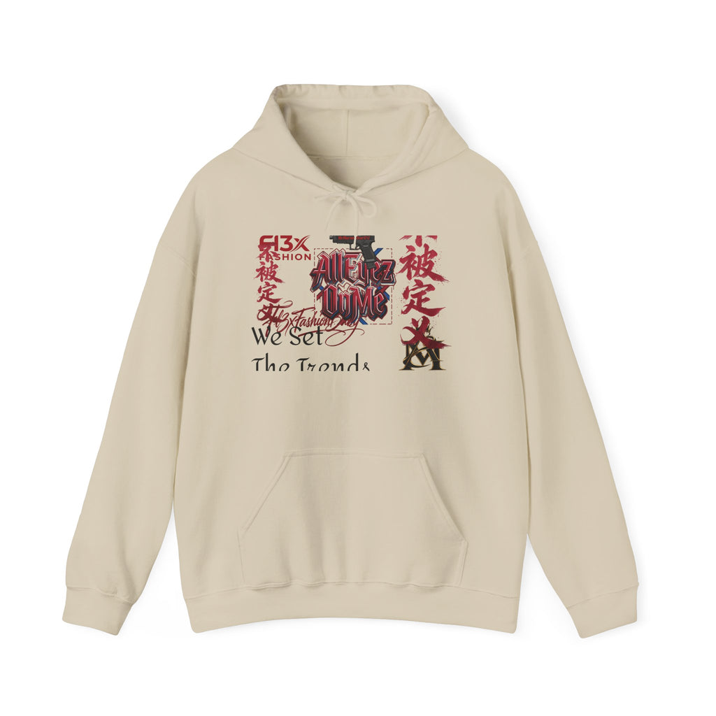 Graphic Hoodie — Asian Calligraphy & Red Ink Street Art Design
