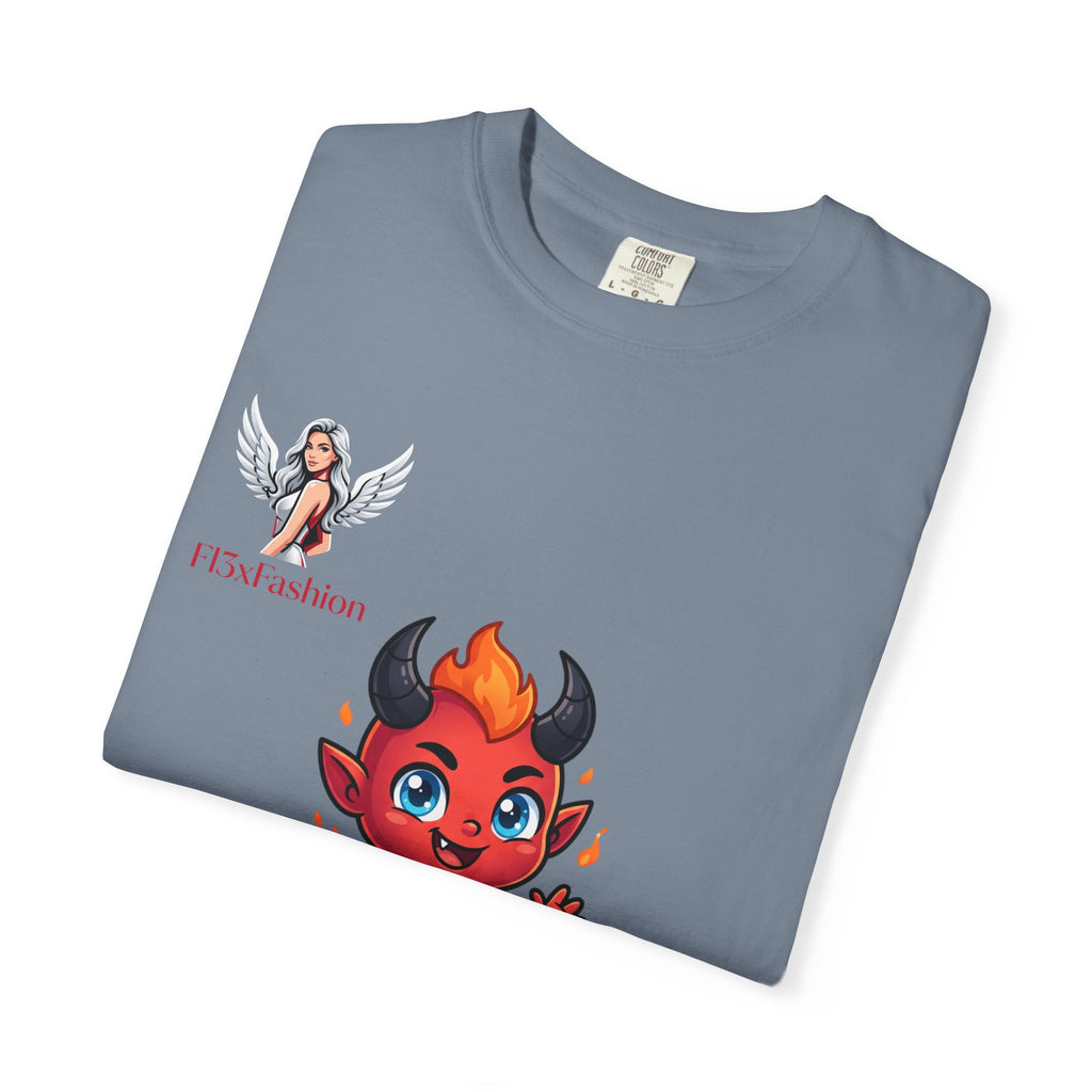Devil Cartoon Graphic T-Shirt — Fiery Cute Demon Design