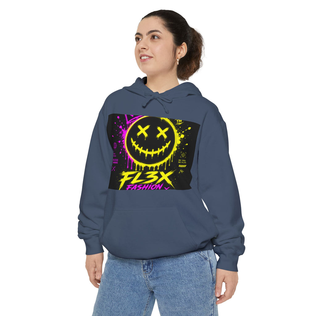 Graffiti Smiley Hoodie — FL3X Neon Streetwear Pullover