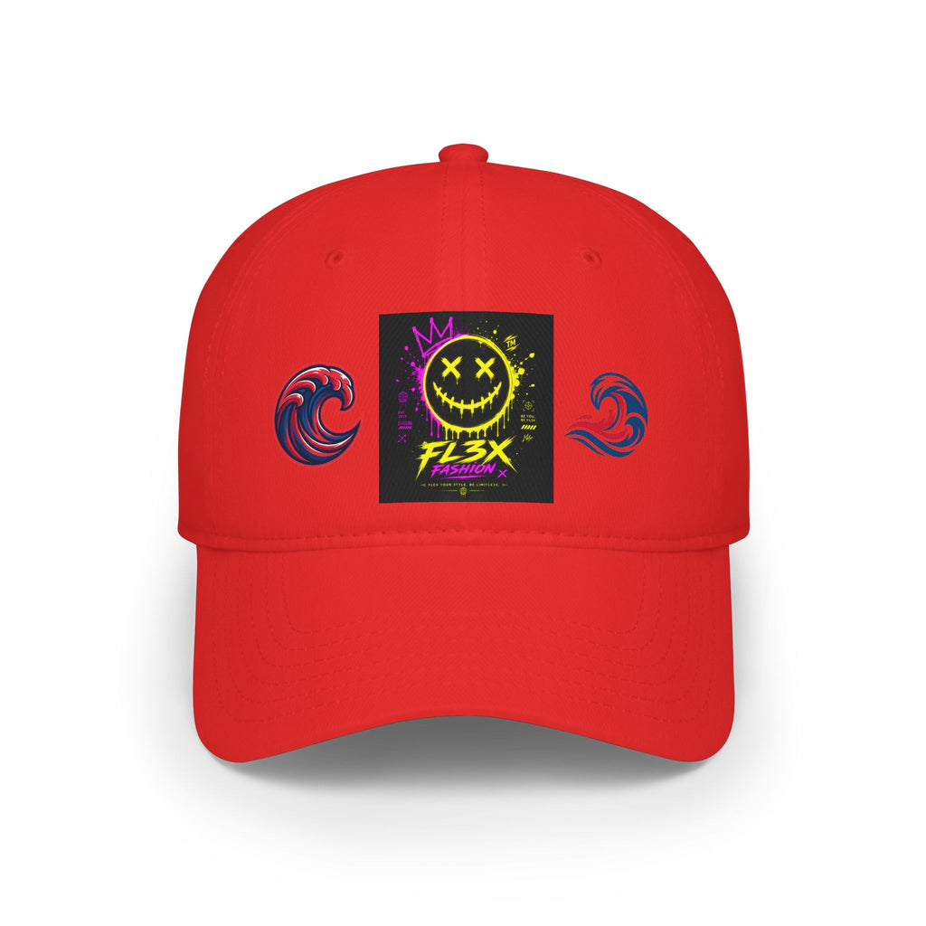 Low Profile Baseball Cap — Neon Grin Streetwear Hat with 'FL3X' Graphic