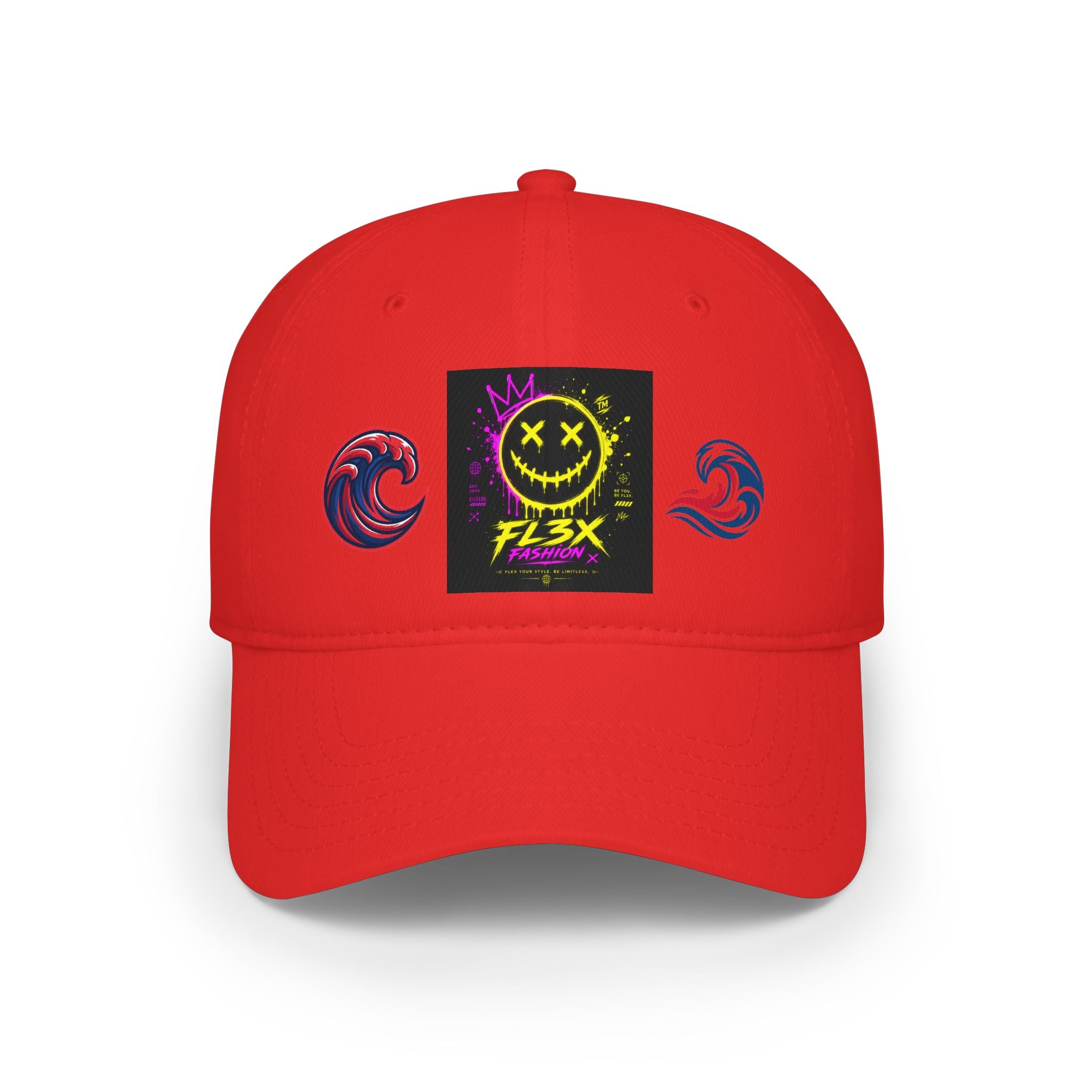 Low Profile Baseball Cap — Neon Grin Streetwear Hat with 'FL3X' Graphic
