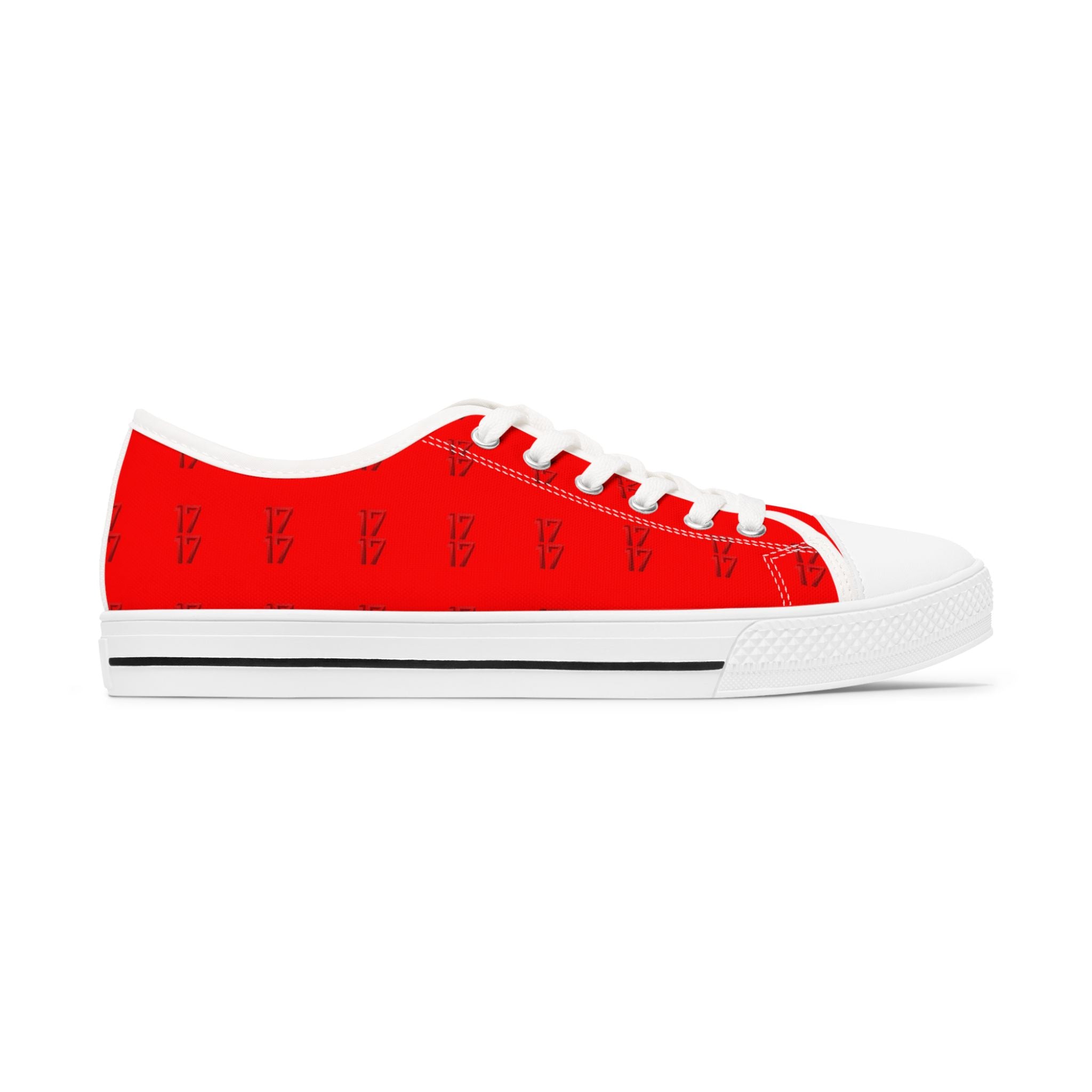 Red Rose Low Top Sneakers — Women's Floral Casual Canvas Shoes