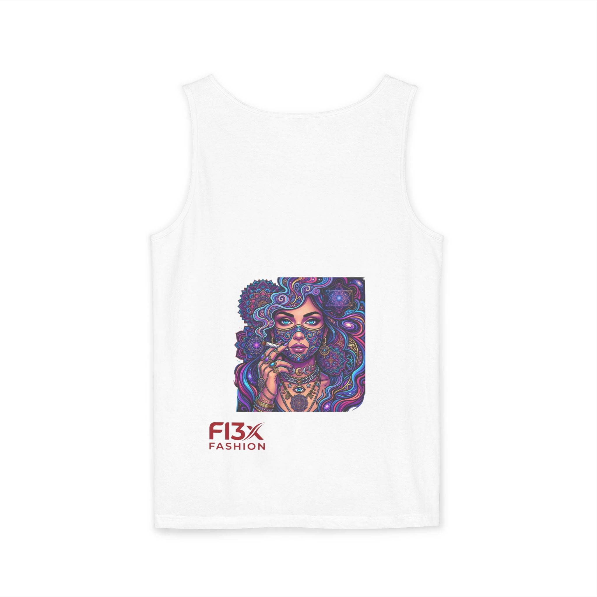 Graphic Tank Top - Colorful Cosmic Woman Illustration