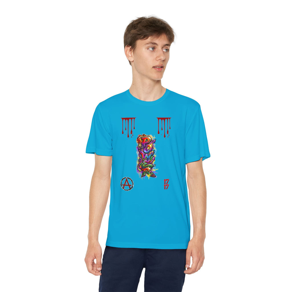 Youth Competitor Tee — Colorful Graffiti Anarchy Graphic T-Shirt