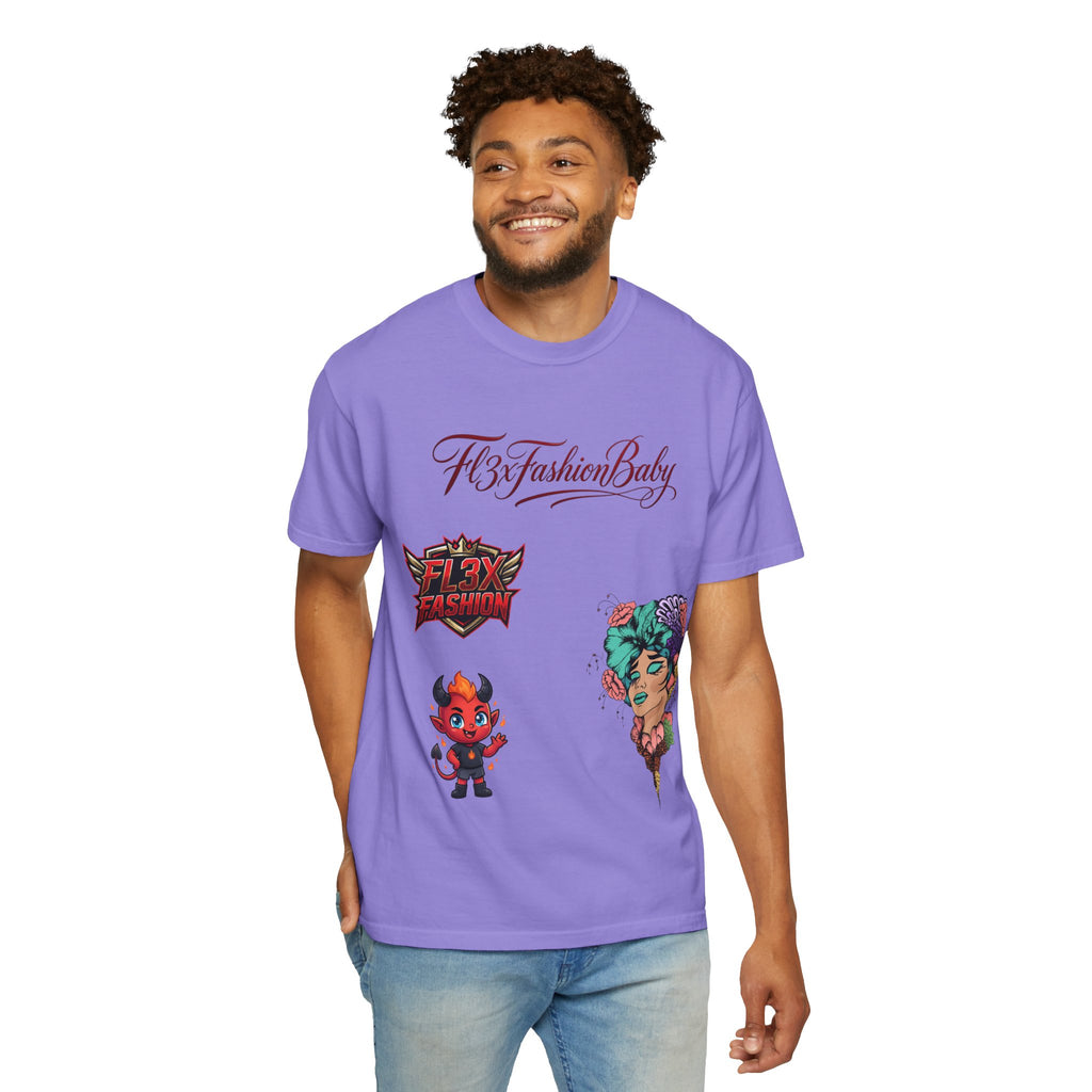 Artistic Floral Portrait T-Shirt — 'Fl3xFashionBaby' Graphic Tee