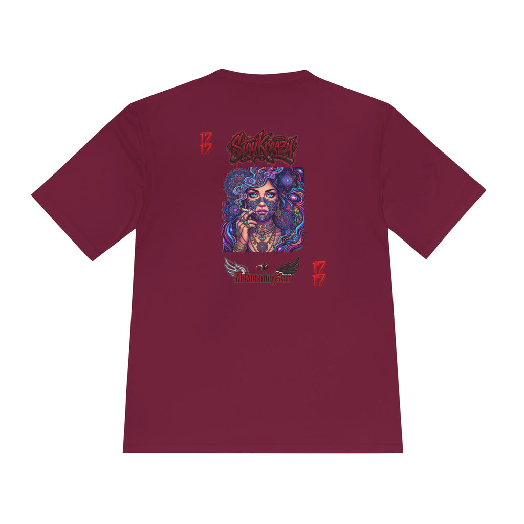 Psychedelic Woman Graphic Tee — Retro Cosmic Portrait Moisture‑Wicking Shirt