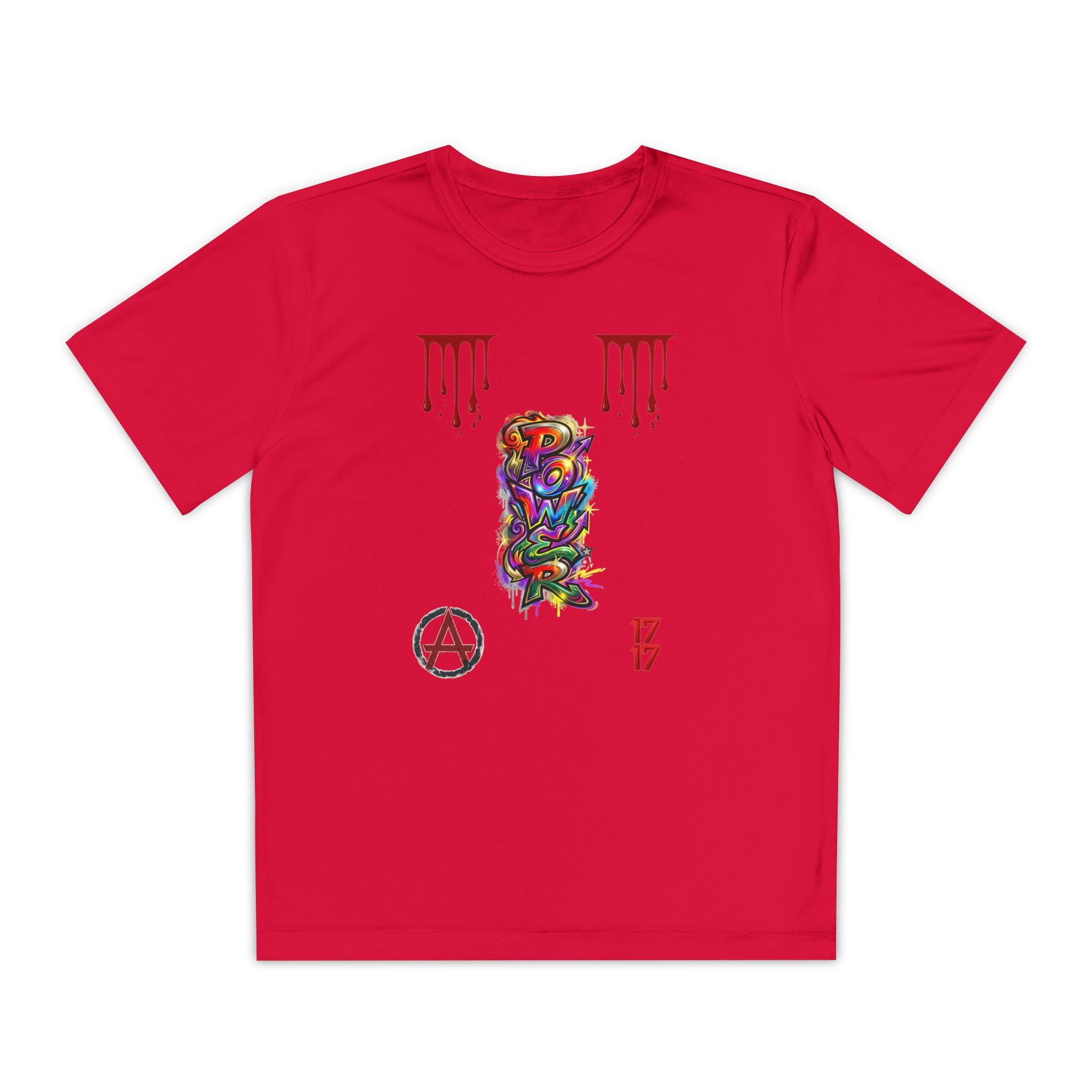 Youth Competitor Tee — Colorful Graffiti Anarchy Graphic T-Shirt