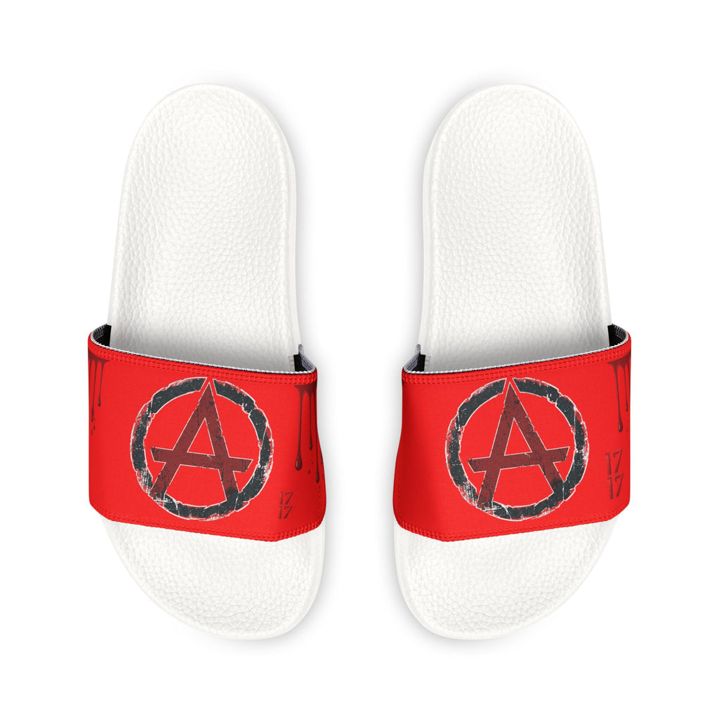 Women's Slip-On Sandals — Red Anarchy Symbol Removable-Striped Strap Slides