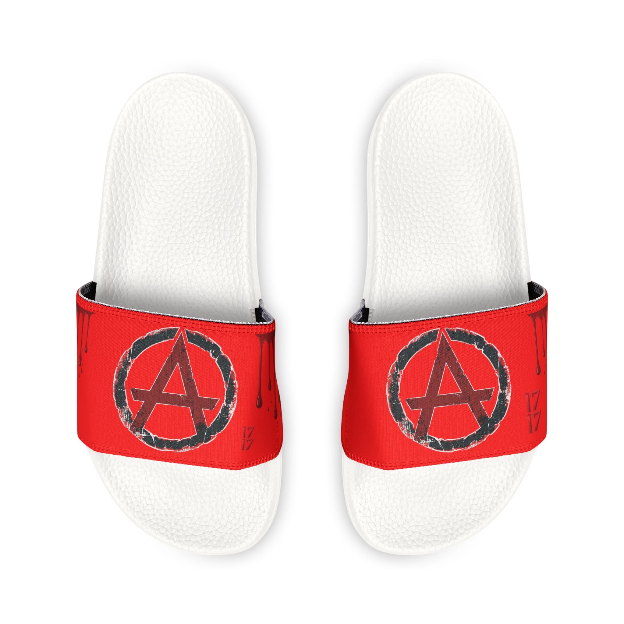 Women's Slip-On Sandals — Red Anarchy Symbol Removable-Striped Strap Slides