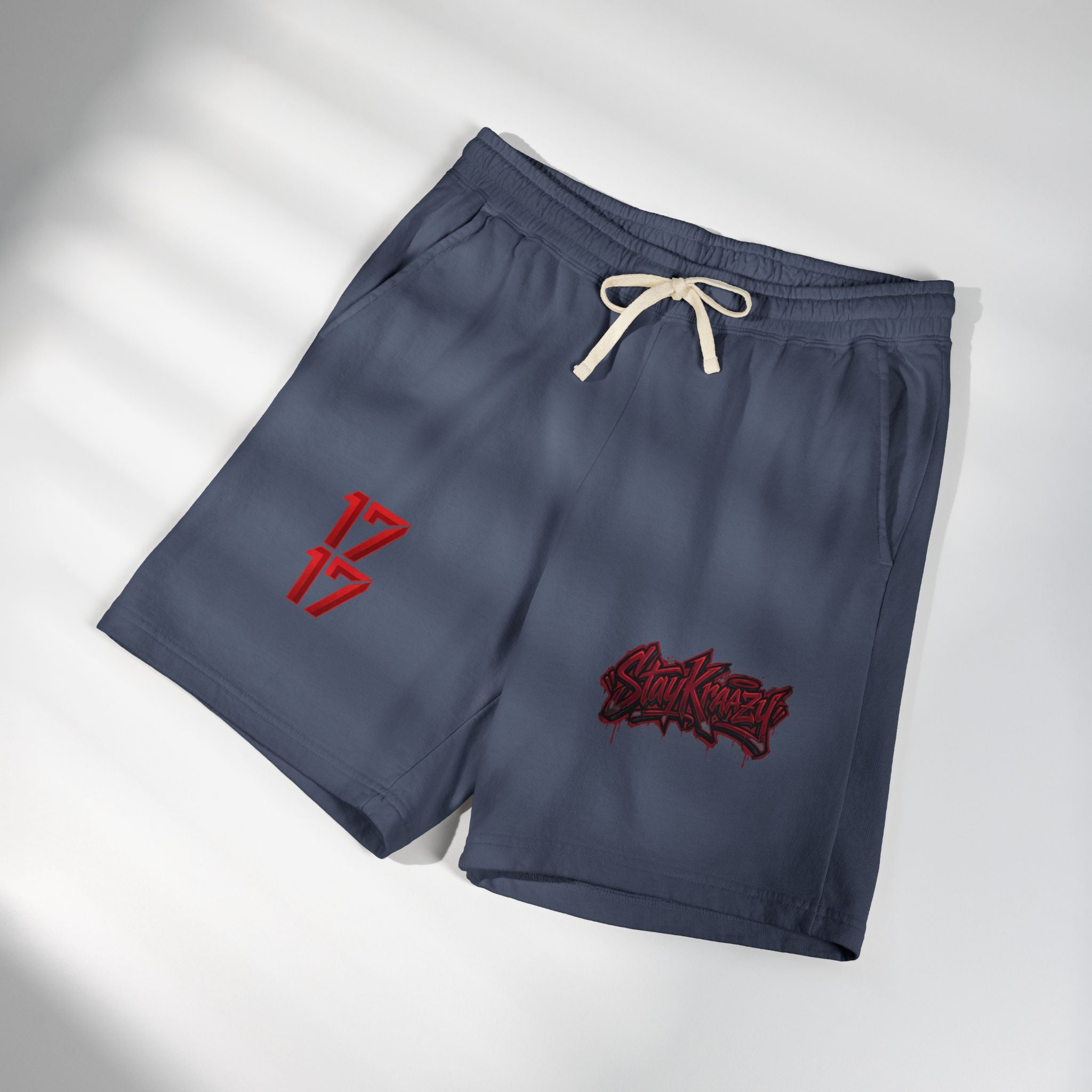Fleece Sweat Shorts — Retro Egyptian Pyramids & 17 Graphic Lounge Shorts