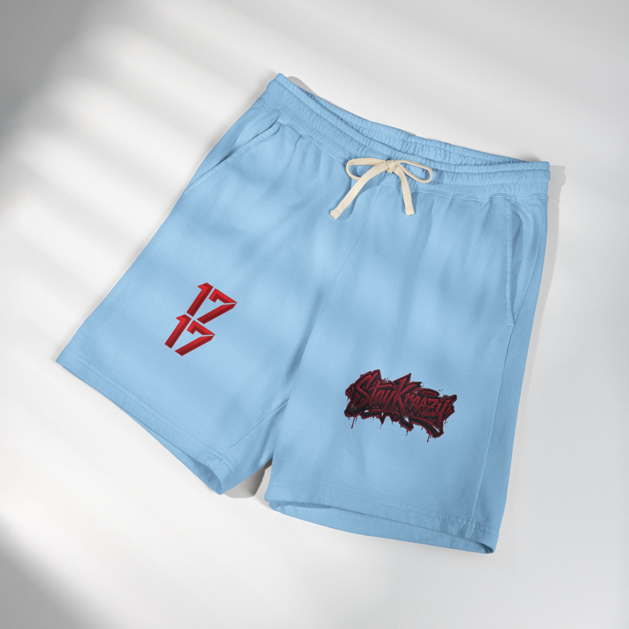 Fleece Sweat Shorts — Retro Egyptian Pyramids & 17 Graphic Lounge Shorts