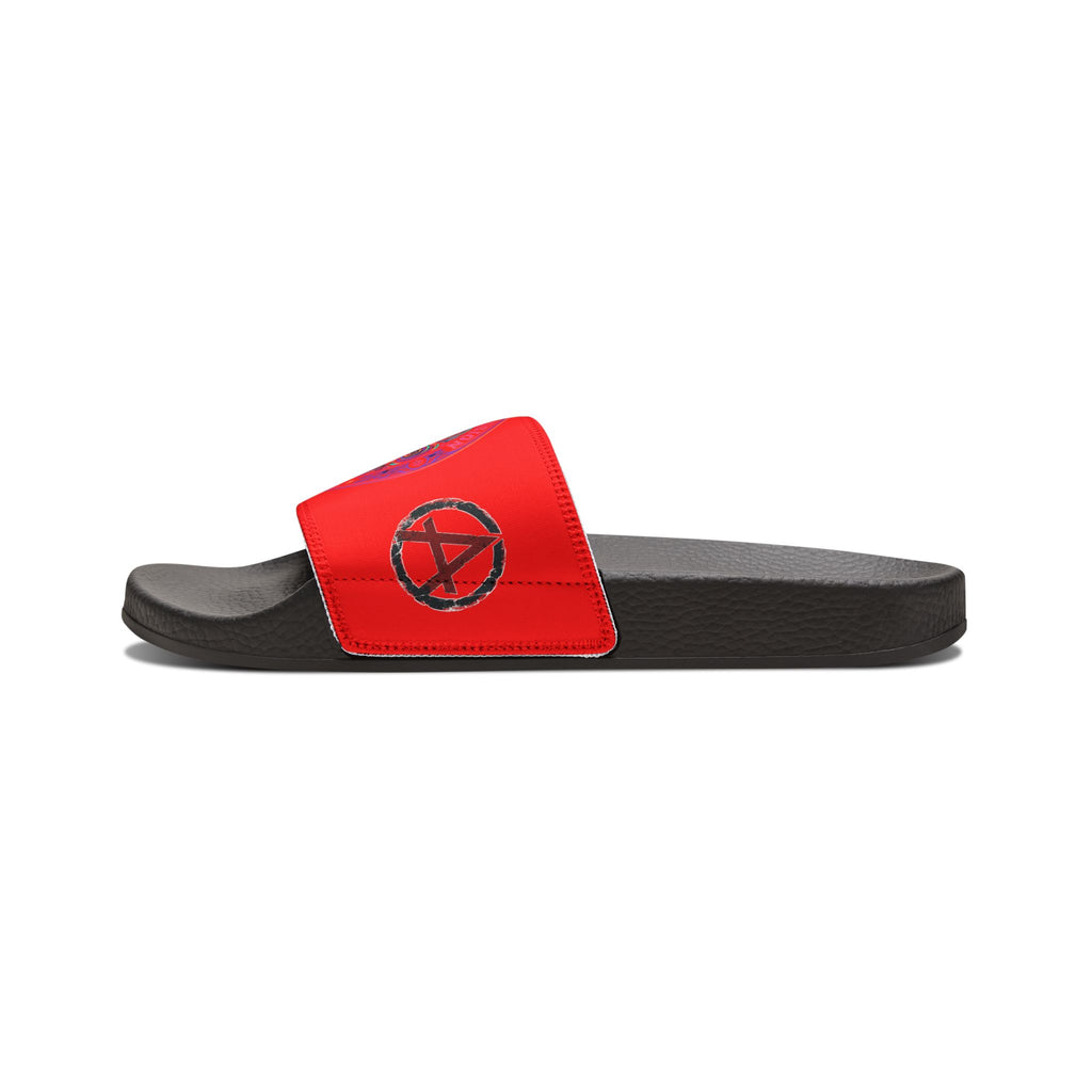 Men's Red Slide Sandals with Mystical Mandala Design