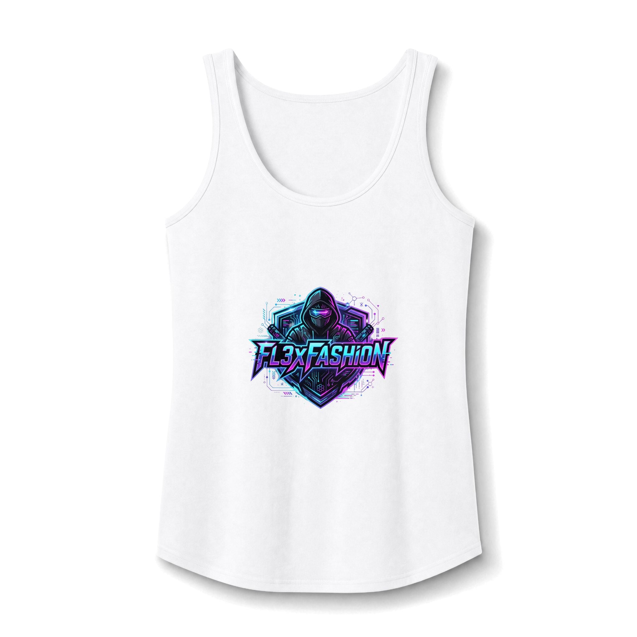 Graphic Gamer Hoodie Tank — 'Flex Fashion' Neon Gamer Logo Women's Tank
