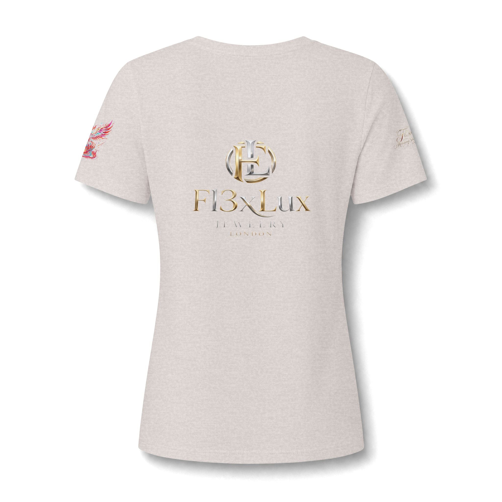 Women's V-Neck Tee — 'F13x Fashion' Floral Logo & Devil Graphic