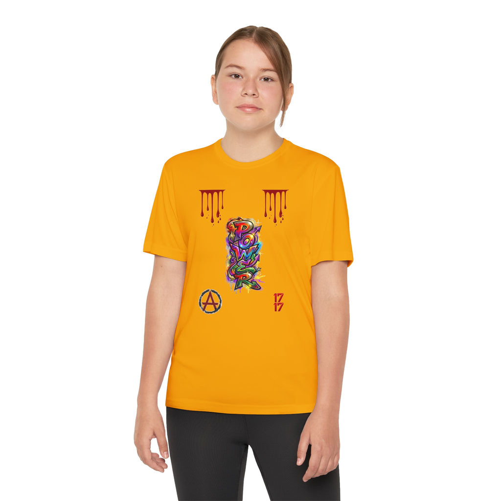 Youth Competitor Tee — Colorful Graffiti Anarchy Graphic T-Shirt