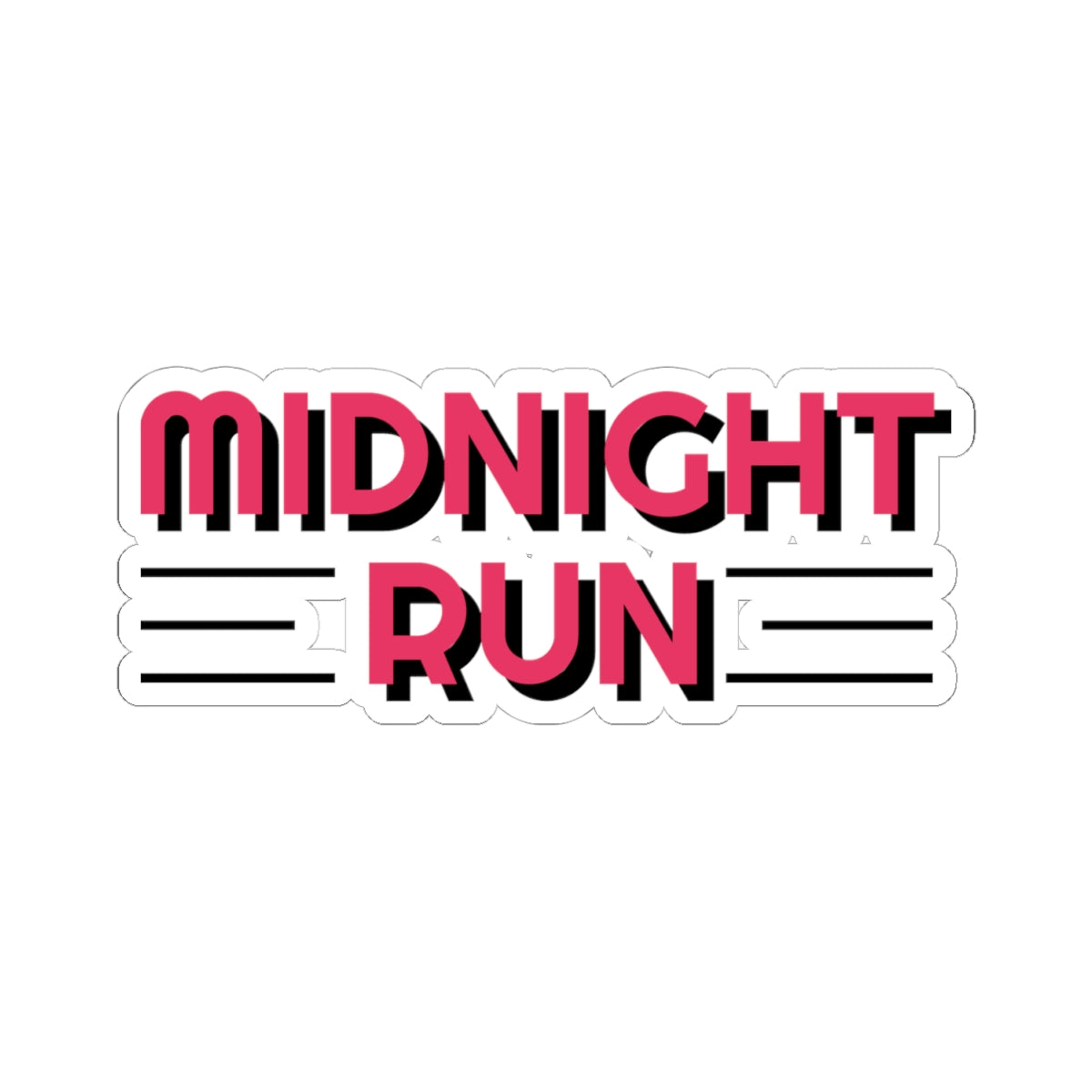Midnight Run Kiss-Cut Sticker — Retro Neon Typography Decal for Laptops & Water Bottles