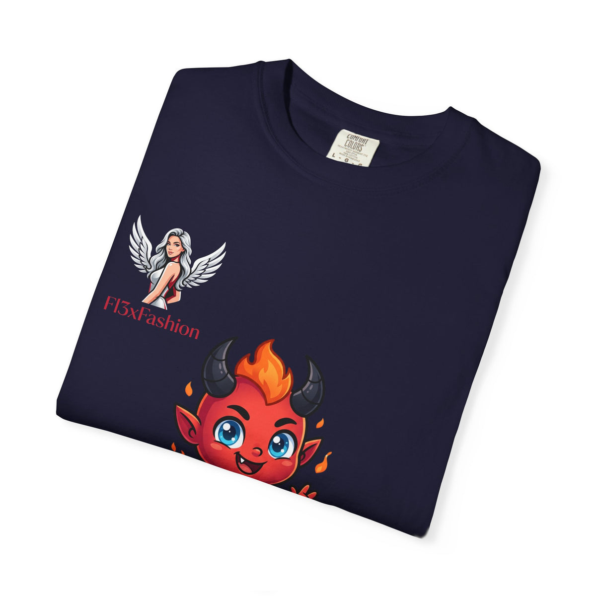 Devil Cartoon Graphic T-Shirt — Fiery Cute Demon Design