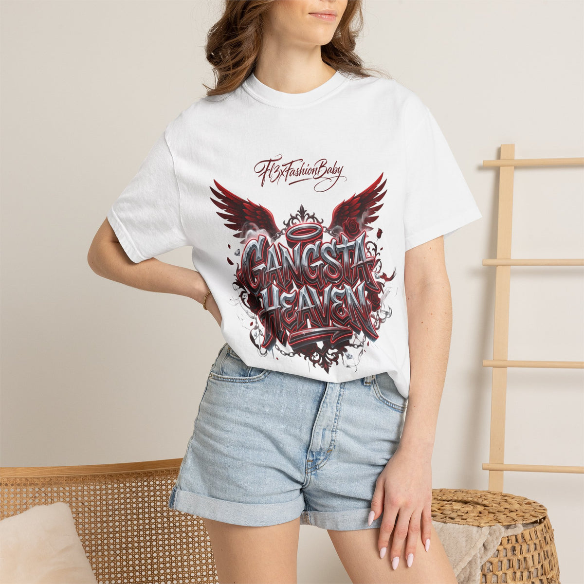 Gangsta Heaven Graphic T-Shirt — Scripted Front & Vertical Kanji Back